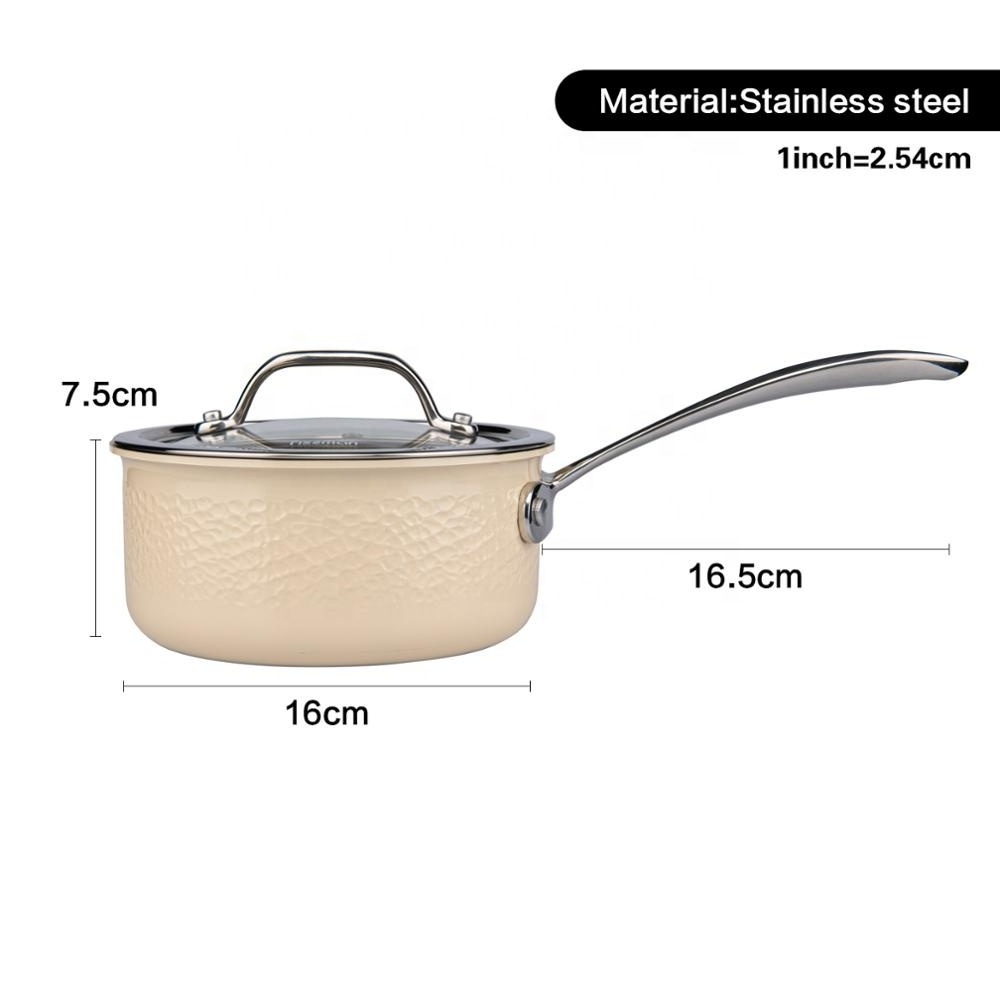 FISSMAN 16cm Induction 304 Stainless Steel Cookware Sause pan With Glass Lid Soup Stock Pots