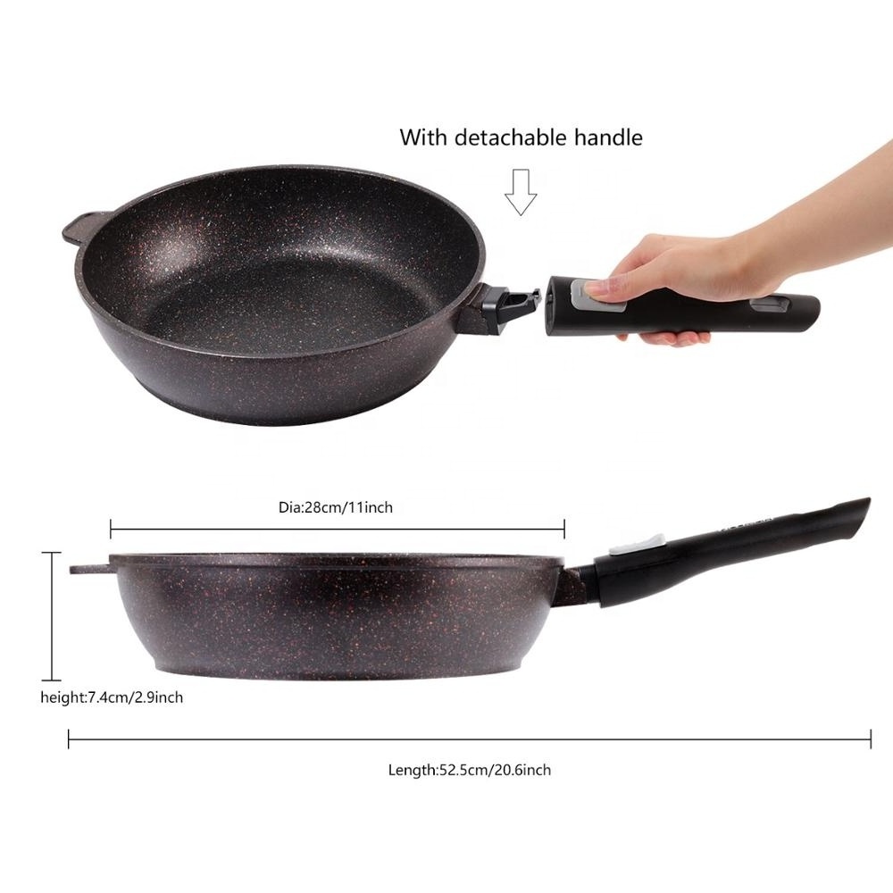 Fissman Cast Aluminum 28cm Non stick stone coated Saute Pan Frying Pan with removable handle