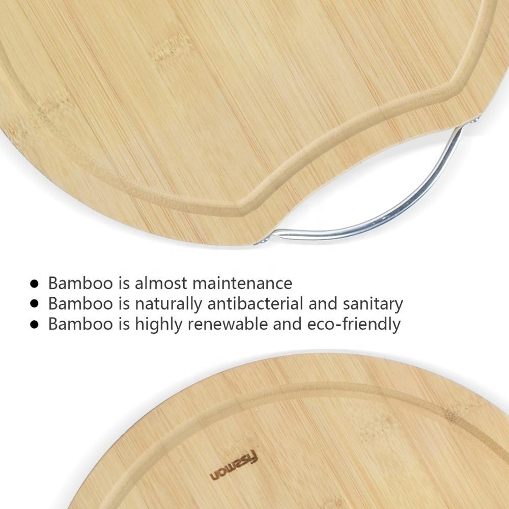 FISSMAN Bamboo Cutting Board Eco-friendly Round Chopping Block