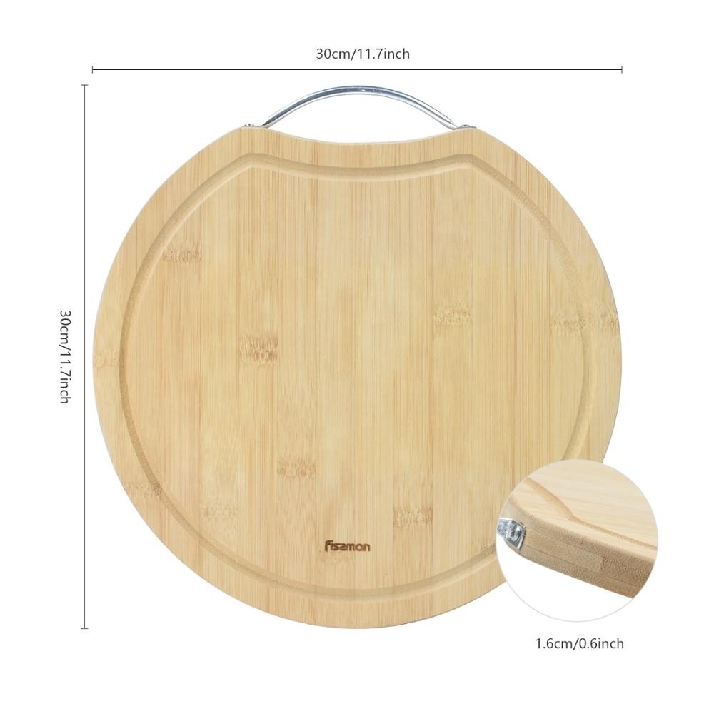 FISSMAN Bamboo Cutting Board Eco-friendly Round Chopping Block