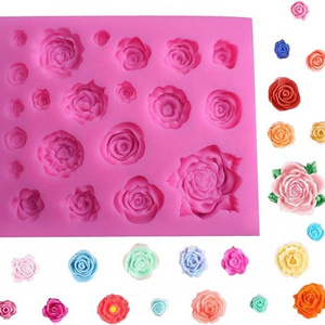 Silicone Rose Flower Fondant Mold 21 Cavity Roses Shape Cake Cupcake Top Decoration Mould for Chocolate Handmade Candy Making