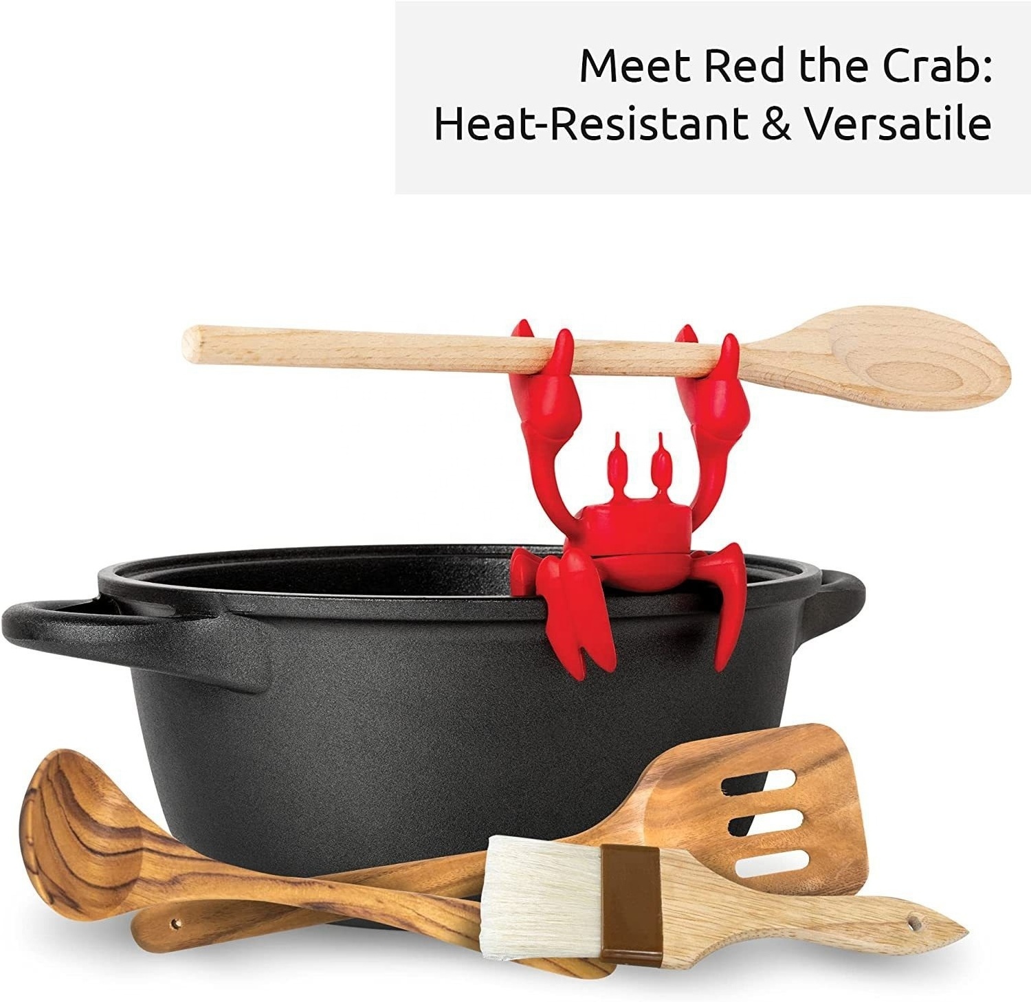 Red Crab Silicone Utensil Rest Silicone Spoon Rest for Stove Top Heat-Resistant Kitchen Grill Utensil Holder Spoon Holder