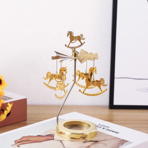 Wholesale Rotating Candlestick Christmas Carousel Tea Light Candle Holder Moon Dinner Wedding Bar Party Decor