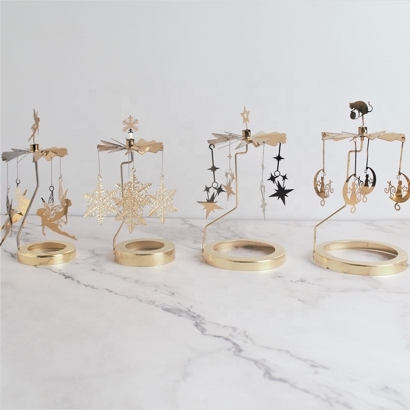 Wholesale Rotating Candlestick Christmas Carousel Tea Light Candle Holder Moon Dinner Wedding Bar Party Decor