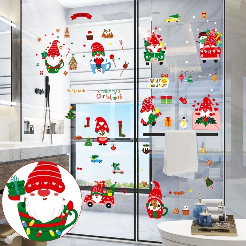 Wholesale Christmas Stickers Windows Christmas Decoration Mall Wall Stickers Double sided Christmas Static Stickers