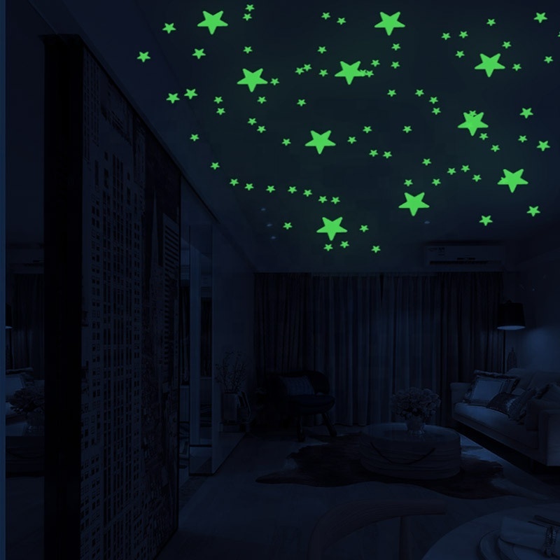 Glow in The Dark Wall Stickers Removable Stars Wall Decals Stickers Adhesive Star Luminous Ceiling Decals for Kids Bedroom