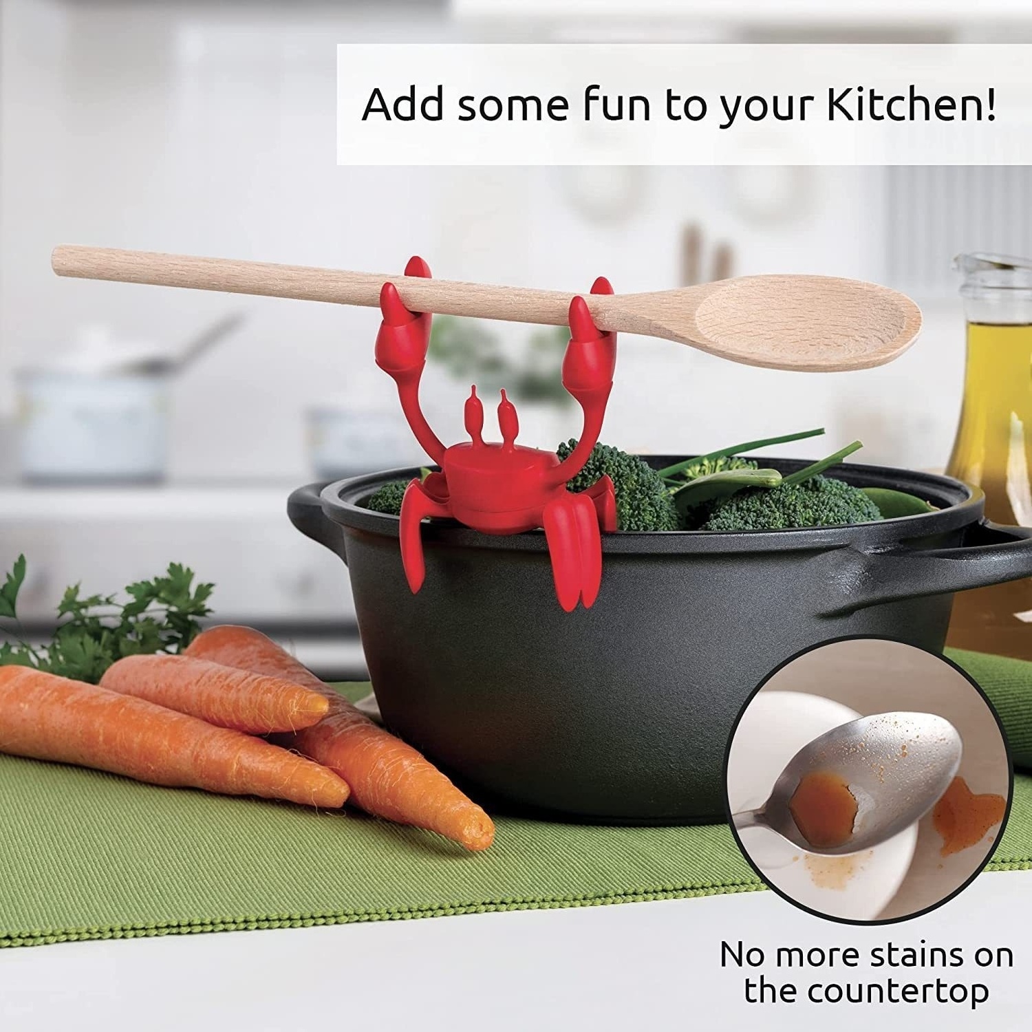 Red Crab Silicone Utensil Rest Silicone Spoon Rest for Stove Top Heat-Resistant Kitchen Grill Utensil Holder Spoon Holder