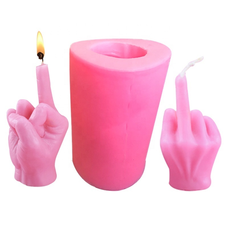 Wholesale 3D Hand Shaped Silicone Mold Candle Mold Middle Finger Shaped Resin Casting Mould for Candle Making