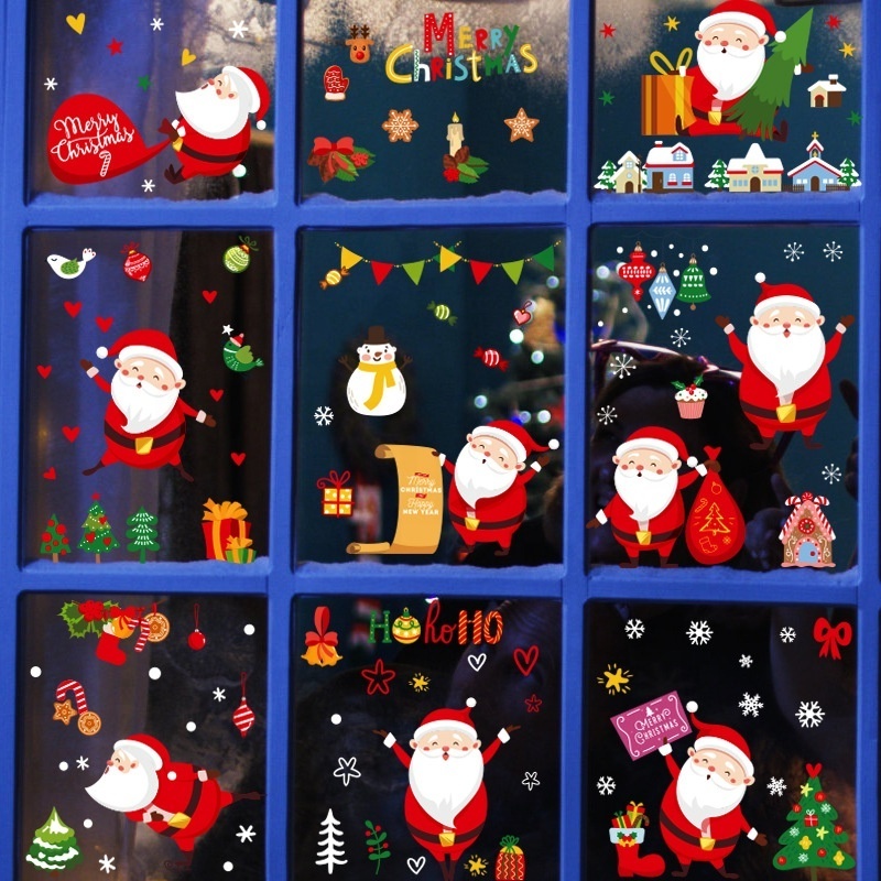 Wholesale Christmas Stickers Windows Christmas Decoration Mall Wall Stickers Double sided Christmas Static Stickers