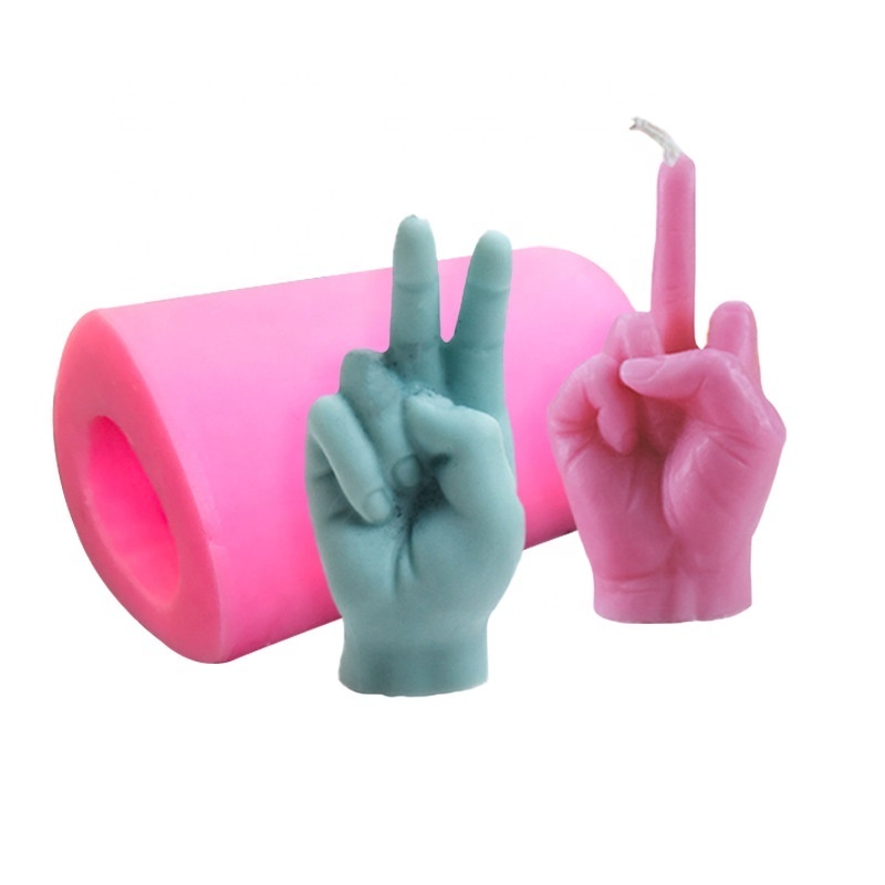 Wholesale 3D Hand Shaped Silicone Mold Candle Mold Middle Finger Shaped Resin Casting Mould for Candle Making