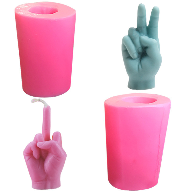 Wholesale 3D Hand Shaped Silicone Mold Candle Mold Middle Finger Shaped Resin Casting Mould for Candle Making