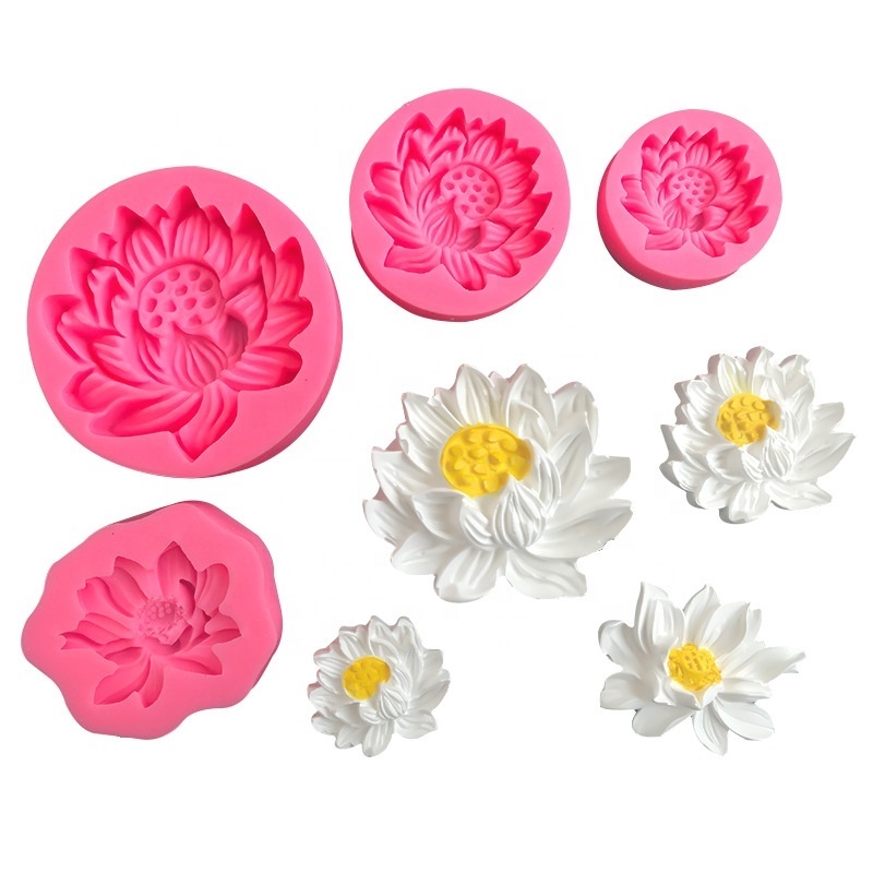 Lotus Flower Silicone Candle Mold Fondant Chocolate Cake Candy Mould Resin Clay Baking Pastry Tools