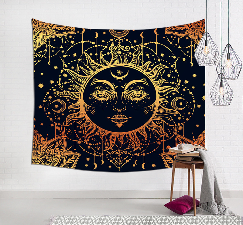 Factory Hot Selling Tarot Tapestry Sun Star Moon Room Decoration Background Cloth Wall Hanging Holiday Decorations