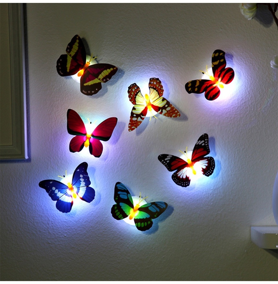 Wholesale colorful simulation LED wall stickers Luminous butterfly night light children's toys bedroom party decoration