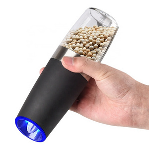 Stainless Steel Gravity Electric Pepper Salt Grinder Salt and Pepper Mill Adjustable Coarseness Battery Powered with LED Light