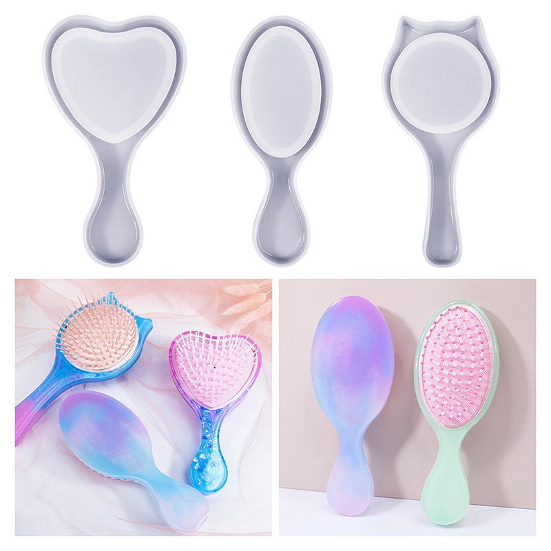 New DIY Crystal Drip Glue Airbag Comb Mold Mirror Handle Cosmetic Mirror Jewelry Pendant Silicone Mold