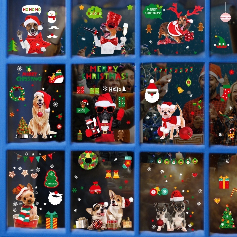 Wholesale Christmas Stickers Windows Christmas Decoration Mall Wall Stickers Double sided Christmas Static Stickers