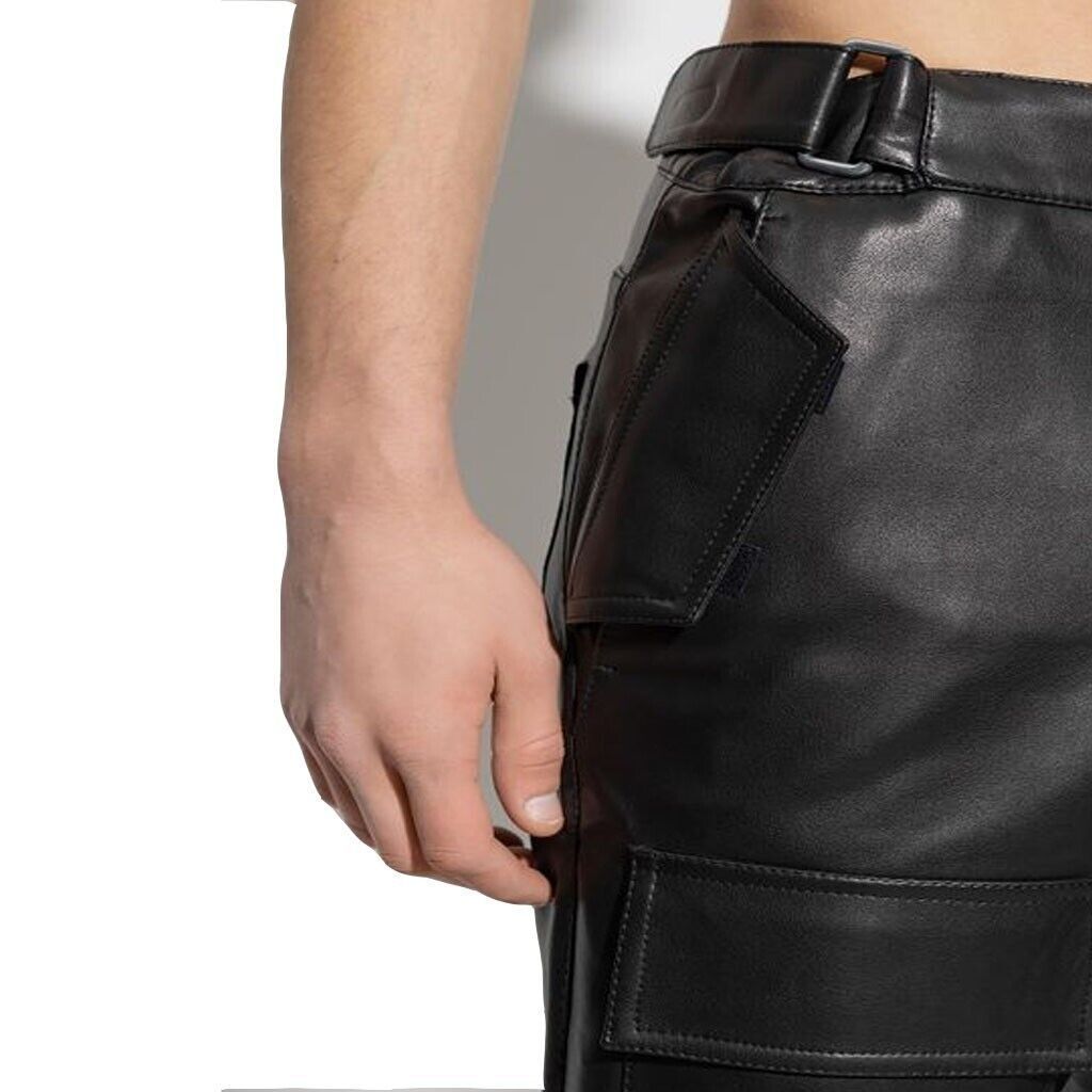 Men's Black Shorts Genuine Lambskin Leather Shorts for man Men Leather Shorts