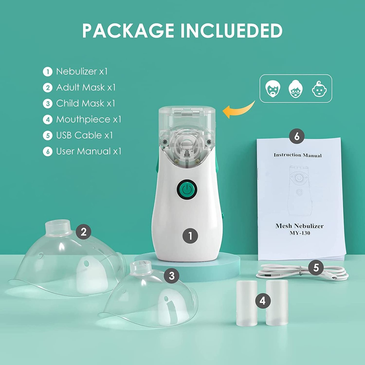 Mesh Inhaler Nebulizers Removable Battery Atomizer Portable Children Home Medial Nebulizer