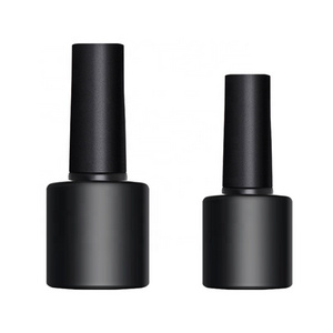 Hot sale custom logo 8ml 10ml black lid brush matte black HDPE plastic empty nail glue nail polish bottle