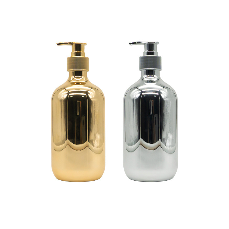 Custom 500ml Gold Silver Plastic PET Shampoo Bottle Hair Oil Bottle With Lotion Pump