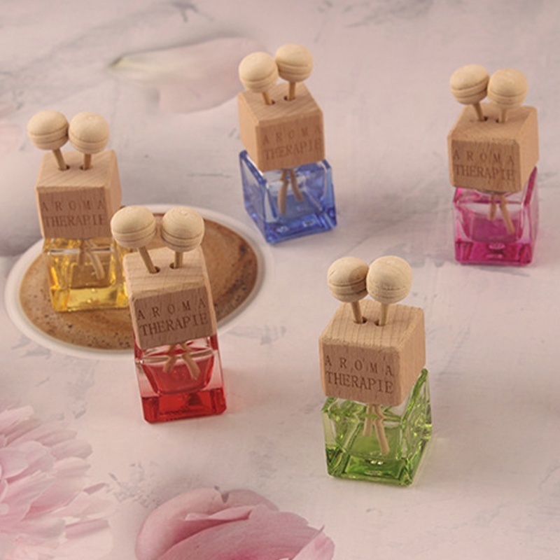 Wholesale 8ml Empty Bottle Diffuser Clip Wooden Glass Aroma Bottle Vent Perfumed Car Freshen Perfume For Cars