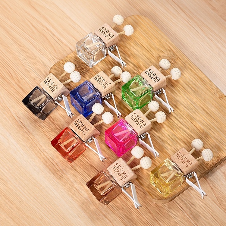 Wholesale 8ml Empty Bottle Diffuser Clip Wooden Glass Aroma Bottle Vent Perfumed Car Freshen Perfume For Cars