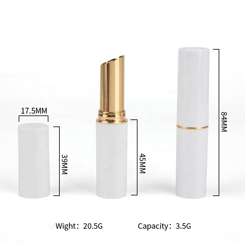 Mini 3.5g Cosmetic Container Refillable Chapstick Tube white Lipstick Tubes Printed Lip Balm Stick