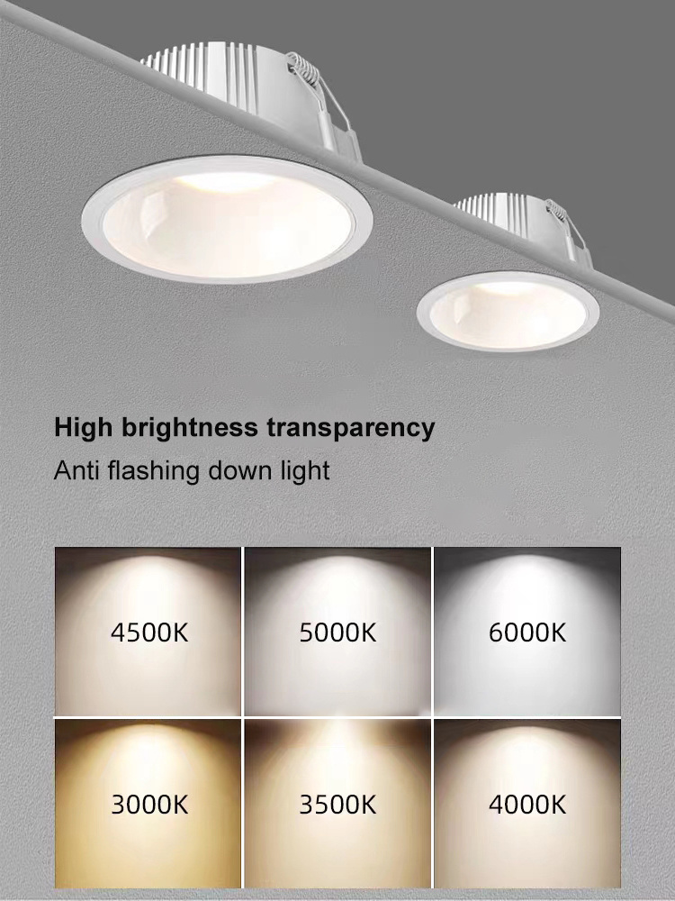 High Brightness Downlight Embedded COB LED Spotlight high Luminous Lamp Power Lighting for Indoor Lighting Office Hotel