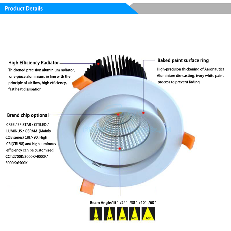 Anti Glare Ultra-Thin Led Downlight Housing Smart Dimmable 10w Recessed Led Downlight