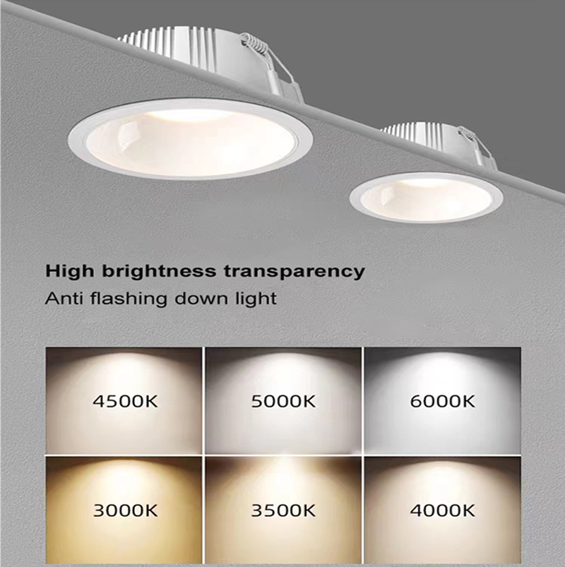 Smart CCT 2700-5000K Adjustable Dimmable Downlight 12w 15w 20w 25W 30w Trimless Office Ceiling Led Recessed Down Light