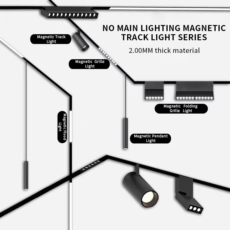 Magnetic Lamp Spotlights Rail Track Adjustable Led 20 48v 3000K 4000K 6000K Ultra Thin Intelligent Magnetic Track Light