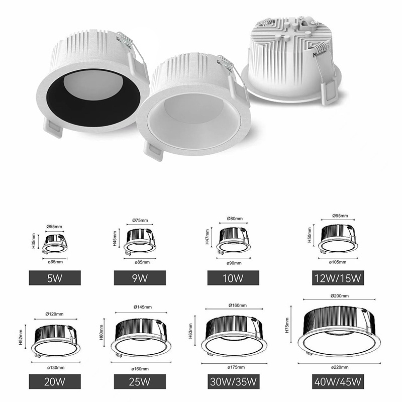 Manufacture 45 Watt Led Downlight Commercial Lighting For Hotel Lighting 3 inch 4 inch 5 inch 6 inch  Led Downlight Recessed