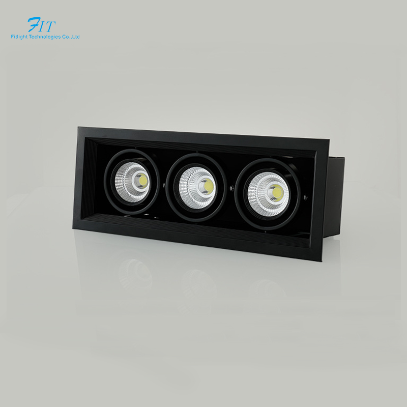 Commercial Lighting Led Grille Light 3 Head Grille Downlight Adjustable Square Housings Led Spot Lights Living Room