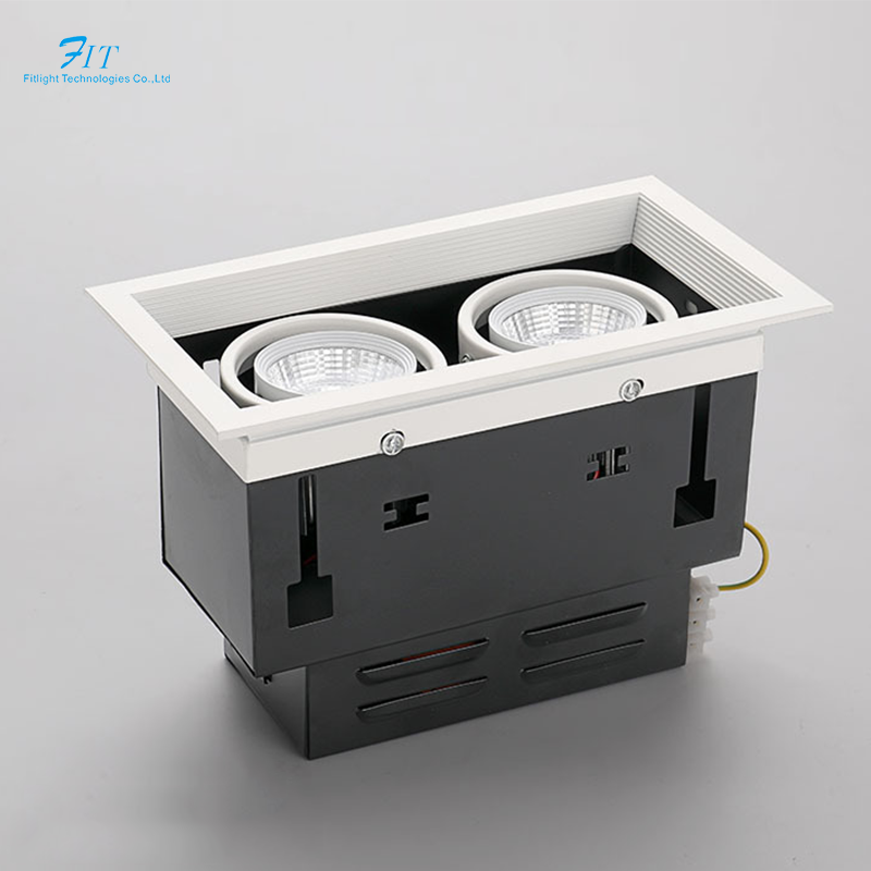 Double Head Dimmable Led down light 10w 20W 30W  rectangular recessed grille ceiling lights