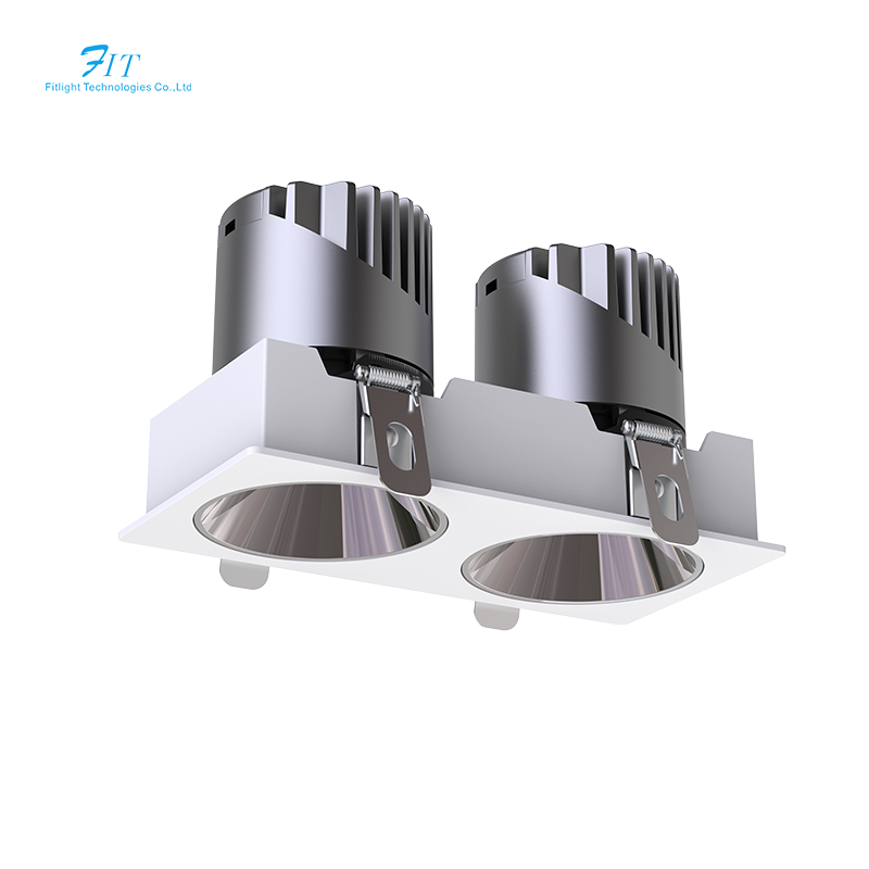 Morden Square Double Triple Heads Cob Down Light Indoor Led Downlight Recessed Led Downlight Spotlight