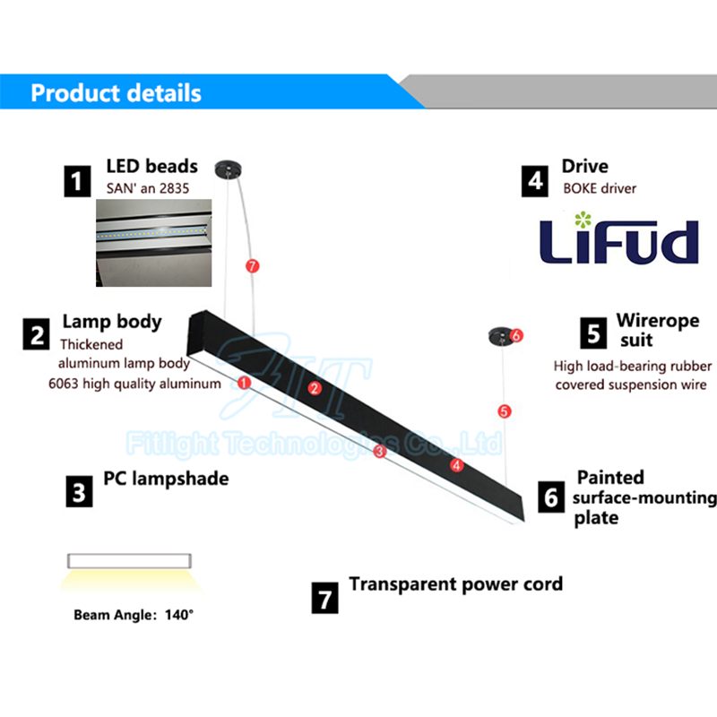 China Wholesale Seamless Stitching Linear Pendant Light 55w Led Linear Light