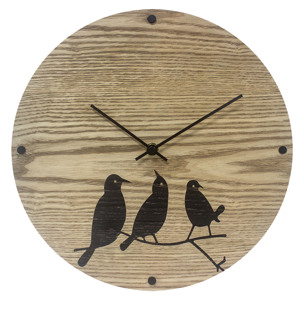 Tropical Wooden Clock 11.8 Inch Bird Simple Art Decor Birds Pattern Party Gift Circular Needle Display Wood Wall Clock