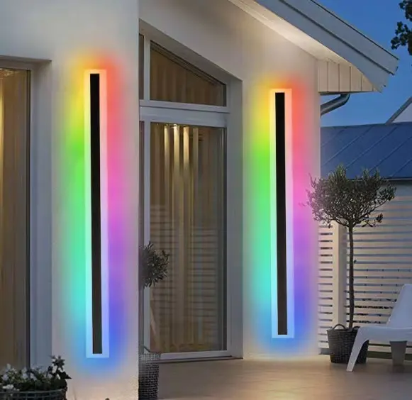 Indoor Outdoor Garden Sconce IP65 Aluminum Acrylic Long 220V 110V RGB RGBW Exterior Linear Strip LED Wall Light