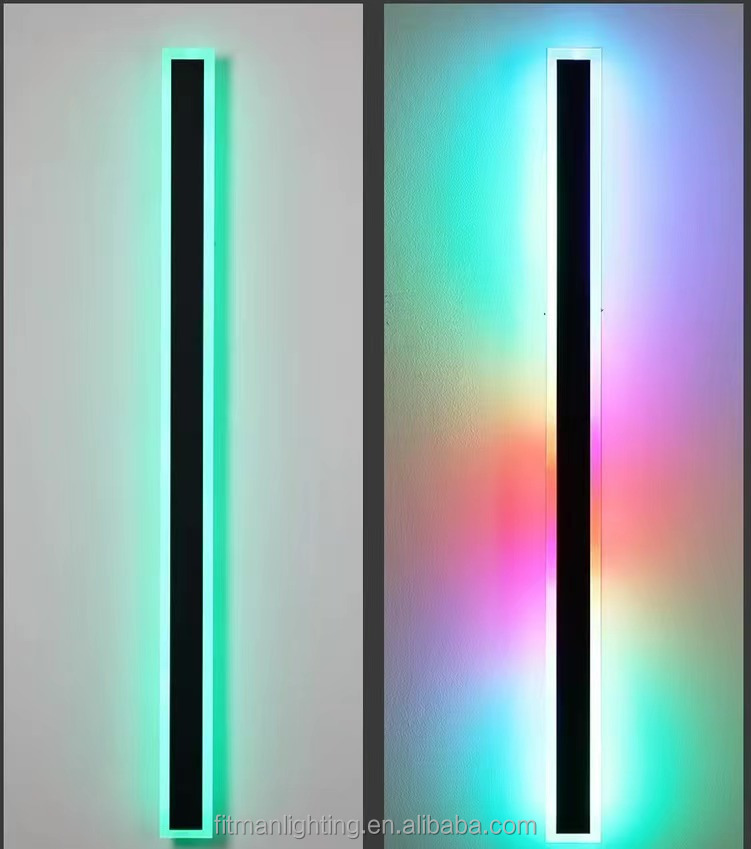 Indoor Outdoor Garden Sconce IP65 Aluminum Acrylic Long 220V 110V RGB RGBW Exterior Linear Strip LED Wall Light