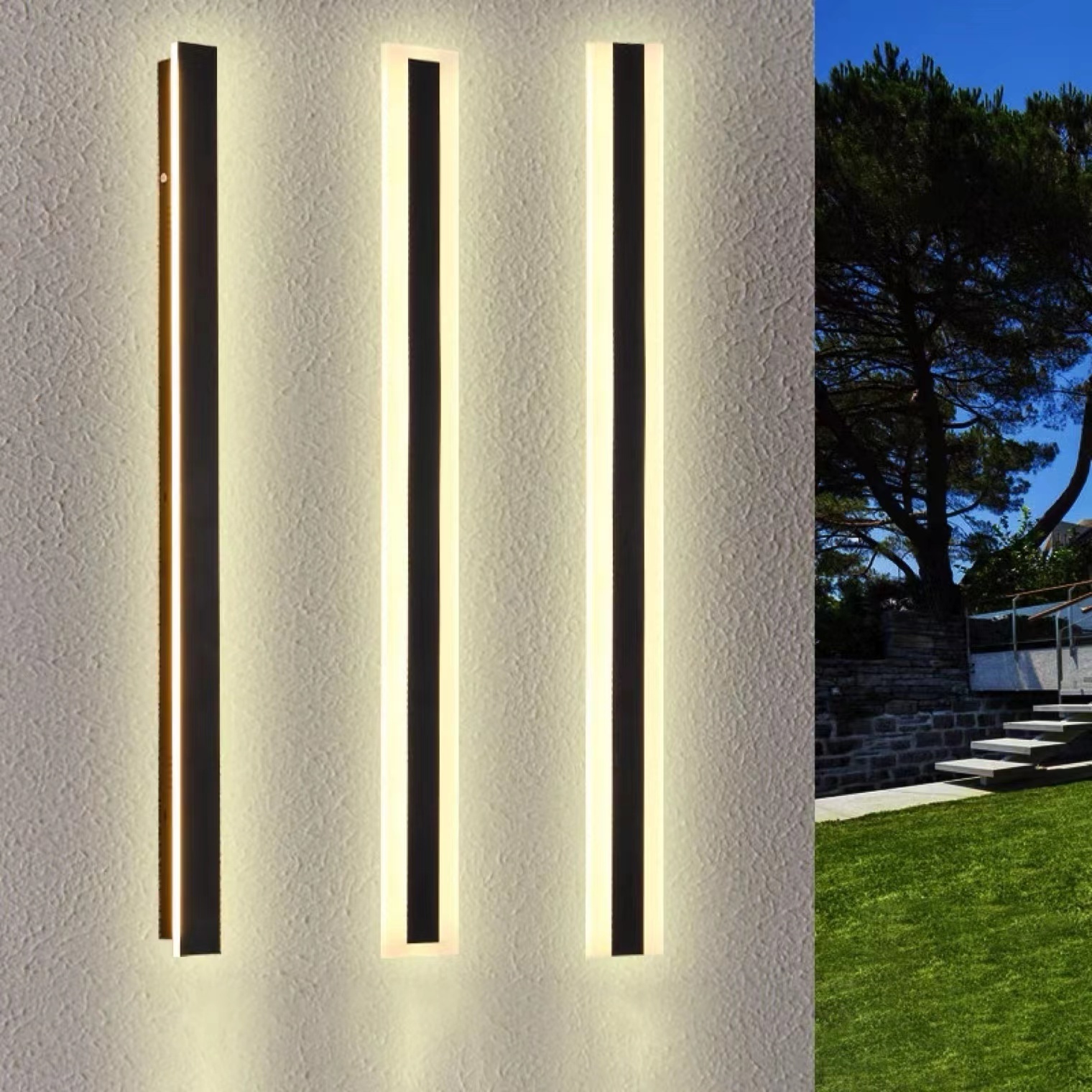 Simplicity Exterior Long Strip Outdoor Wall Sconce Light IP65 Smart Minimalism Home Linear Wall Light for Wall Outside