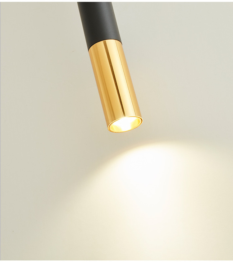 Modern Black Brass Gold Pendant Light Aluminum Tube LED Bulb for Home Kitchen Bedroom Hotel Room Lighting