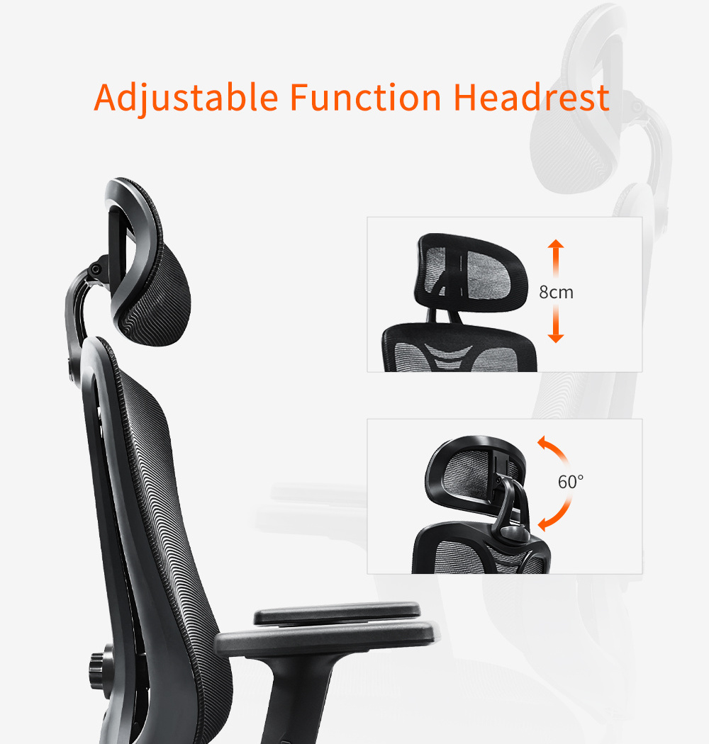 Modern High-Back Ergonomic Office Chair Adjustable Headrest 3D Lumbar Support Recliner Mesh Computer Lift Chairs