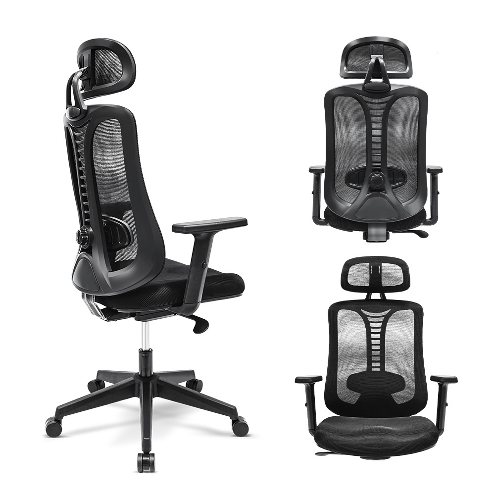 Modern High-Back Ergonomic Office Chair Adjustable Headrest 3D Lumbar Support Recliner Mesh Computer Lift Chairs