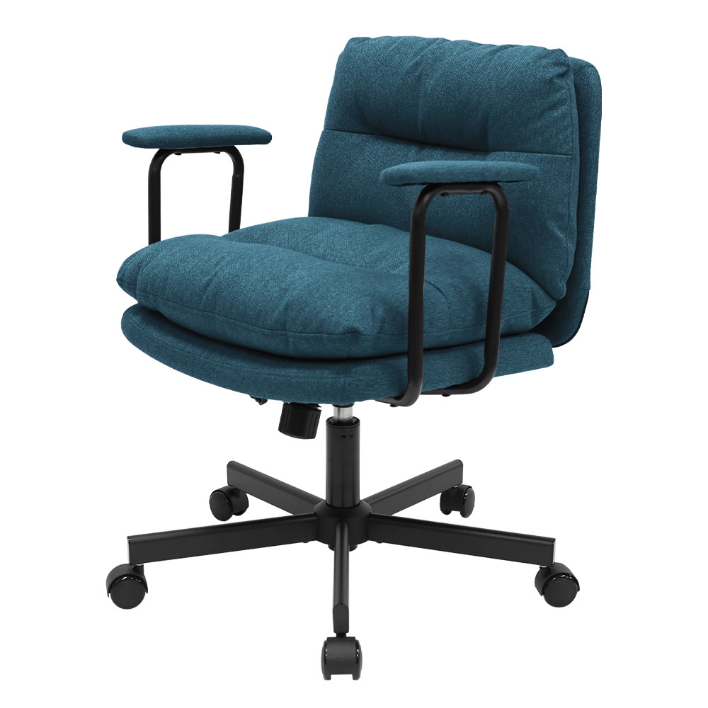 Modern Home Office Wide Arms Desk Chair Dual-Purpose Lift Chair with Swivel Adjustable Fabric Vanity Task Computer Chair