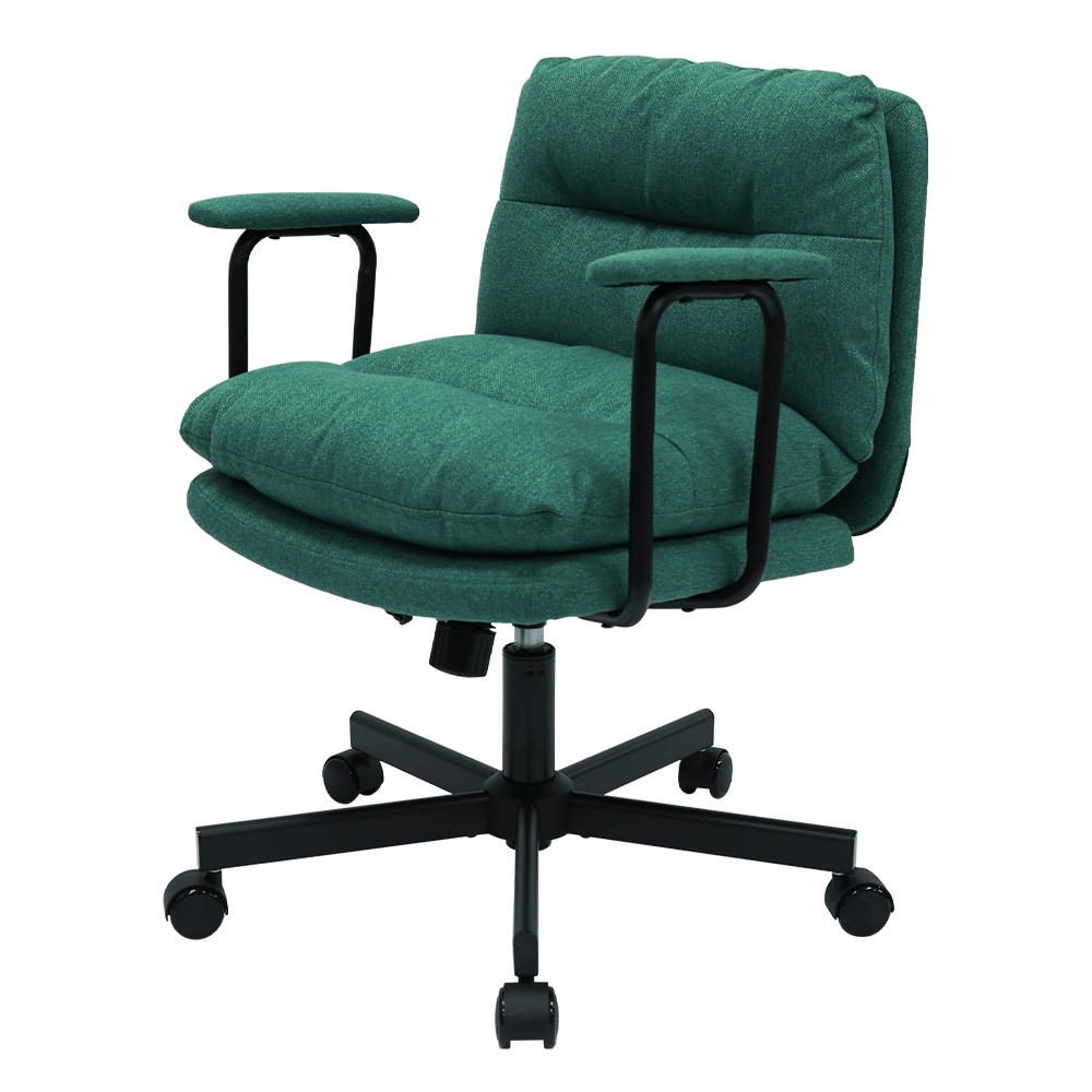 Modern Home Office Wide Arms Desk Chair Dual-Purpose Lift Chair with Swivel Adjustable Fabric Vanity Task Computer Chair