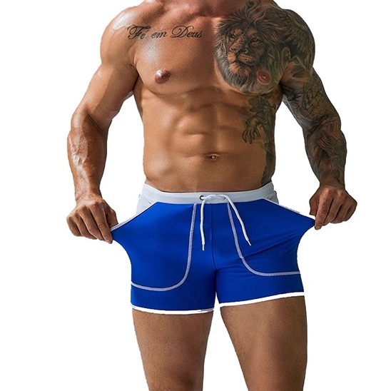 New breathable boxer underwear men bamboo fiber boxers sublimation blue color U convex shorts boxer underwear