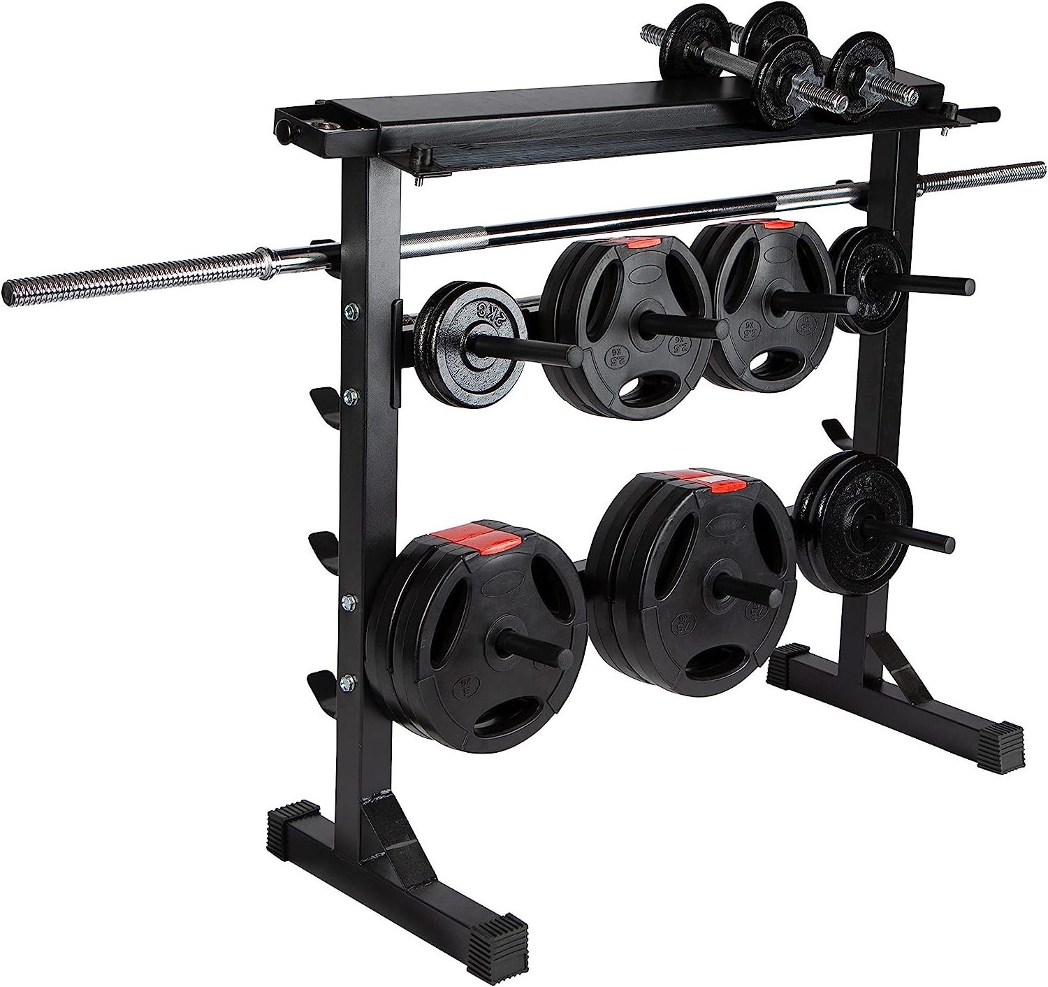 Weight plate stand weight rack storing barbell bars and dumbbells solid steel construction Rack