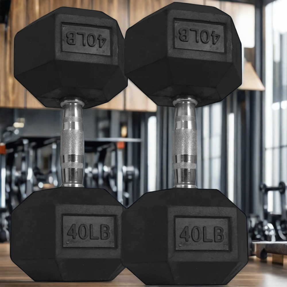 Custom Logo Multi Workout Sports Gym Dumbbells 20kg to 50kg KG LB Pounds Hex Rubber Coated Cast Iron Fitness Equipment