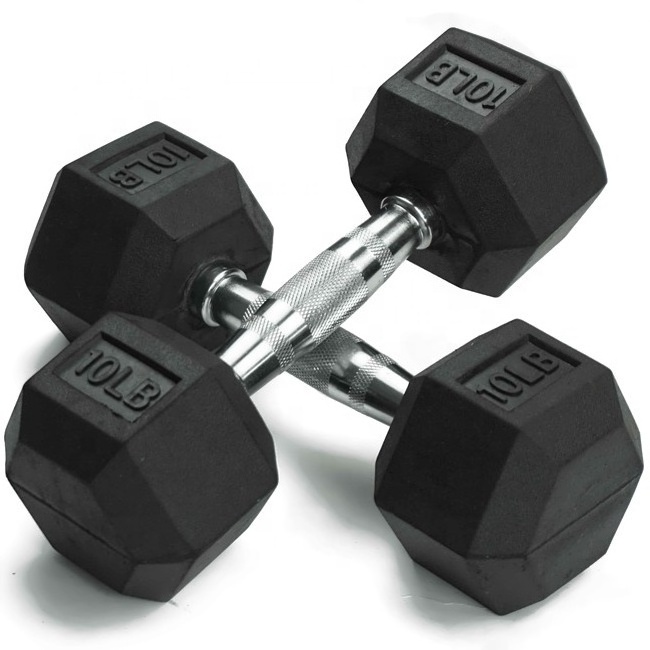 Custom Logo Multi Workout Sports Gym Dumbbells 20kg to 50kg KG LB Pounds Hex Rubber Coated Cast Iron Fitness Equipment